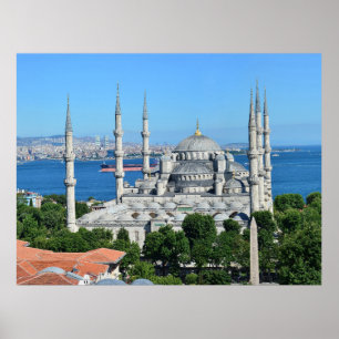 Poster Istanbul Mosquée Bleue Nuit Décor Premium Voyage