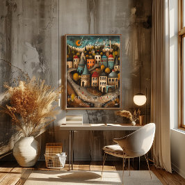 Poster Istanbul: The City of Two Continents - Whimsical 