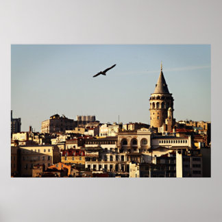 Poster Istanbul - Tour de Galata au coucher du soleil