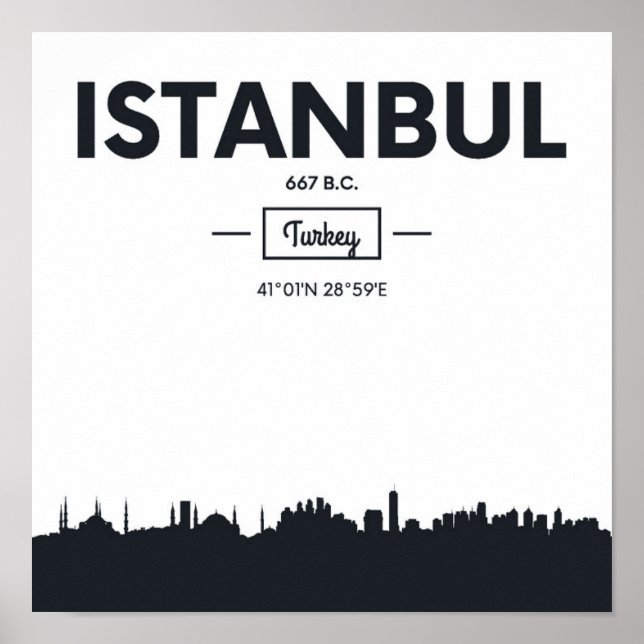Poster Istanbul, Turquie | Coordonnées de la ville (Devant)
