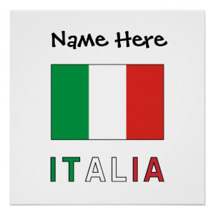 Poster Italia et Drapeau Italien avec Votre Nom