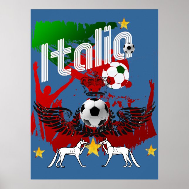 Poster Italia fans calcio Azzurri Italie fan de sports (Devant)