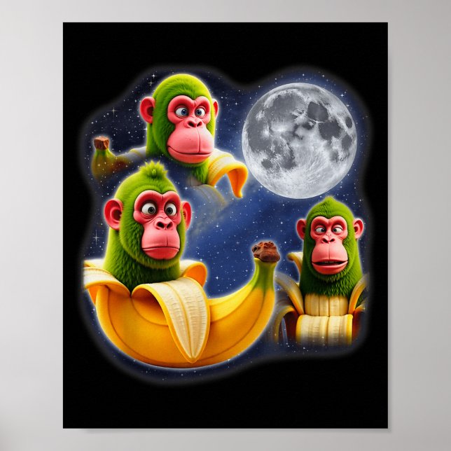 Poster Italian Brainrot Chimpanzini Bananini 3 Moon Weird (Devant)