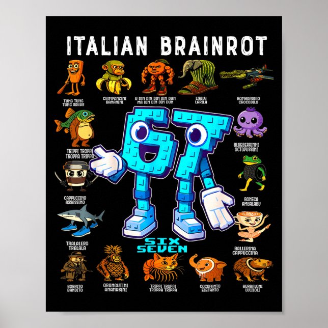 Poster Italian Brainrot Funny 67 Meme Birthday Decoration (Devant)
