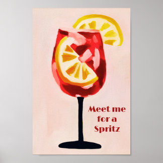 Poster Italian Cocktail Happy Hour Vintage Retro Colorful