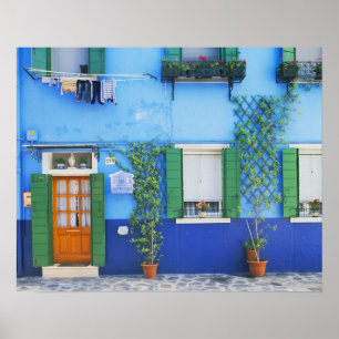 Poster Italie, Burano. Une maison colorée à Burano près