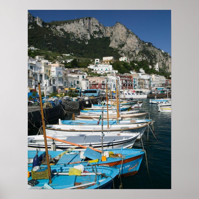Poster ITALIE, Campanie, (Baie de Naples), CAPRI : Marina (Devant)