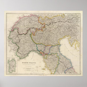 Poster Italie du Nord avec Sardaigne