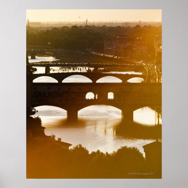 Poster Italie, Florence, Ponte Vecchio et le fleuve Arno  (Devant)