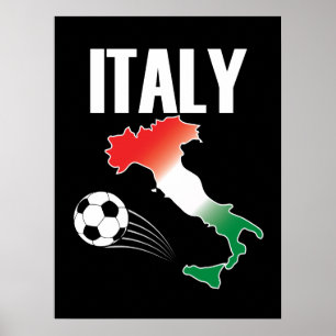Poster Italie Football Carte Ventilateur Boot Soccer Ball