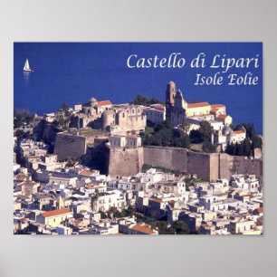 Poster Italie - Îles Éoliennes - Lipari - Château -