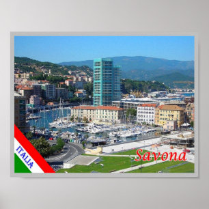 Poster Italie - Ligurie - Savona - Port -