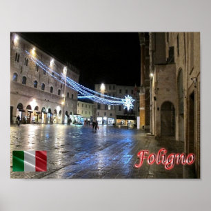 Poster Italie - Ombrie - Foligno - carré de la République