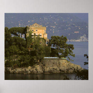 Poster Italie, Portofino. Vie panoramique sur la