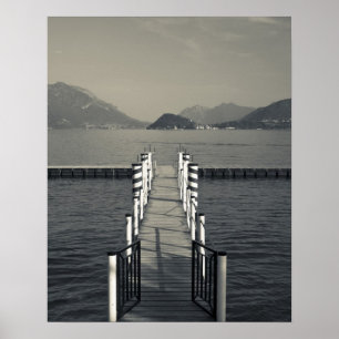 Poster Italie, province de Côme, Tremezzo. Jetée du lac.