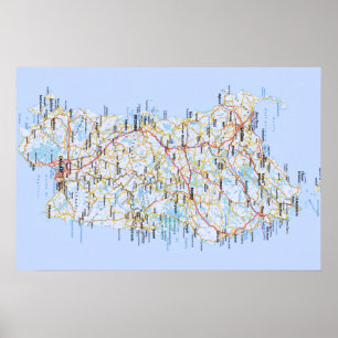 Poster Italie - Sardaigne - Sardaigne Carte -