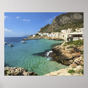 Poster Italie, Sicile, îles Égades, Levanzo,