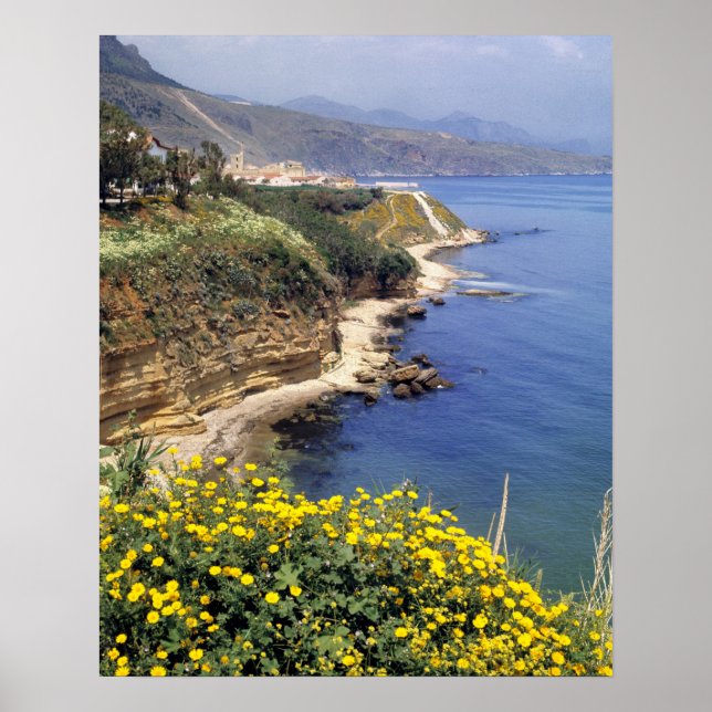 Poster Italie, Sicile. La côte nord de la Sicile en (Devant)