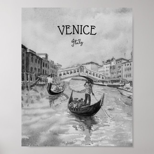 Poster Italie Travel - VENICE souvenir noir et blanc (Devant)