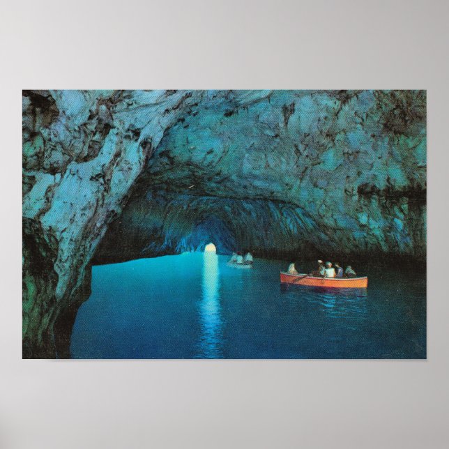Poster Italie vintage, Italie, Capri, Grotte bleue (Devant)