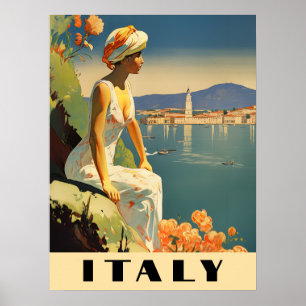 Poster Italie Voyage Rétro Méditerranée Romantique