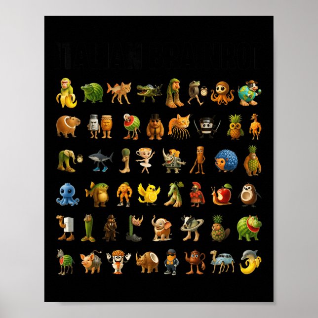 Poster Italien Brainrot Gen-z Mème Drôle Cerveau Rot Chri (Devant)