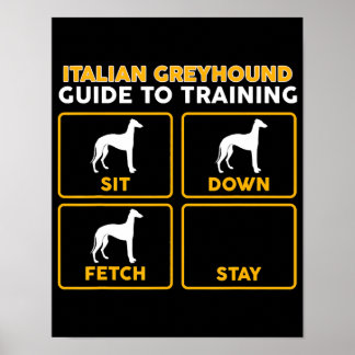Poster italien greyhound drôle guide d'entraînement