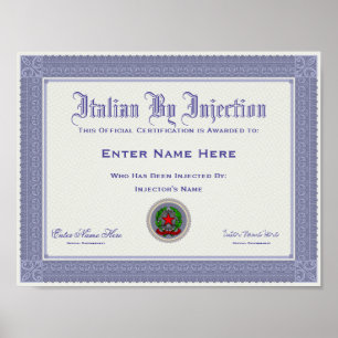 Poster Italien par certification par injection amusant