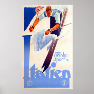 Poster ITALIEN SPORT D'HIVER par ENIT Italie Tourisme