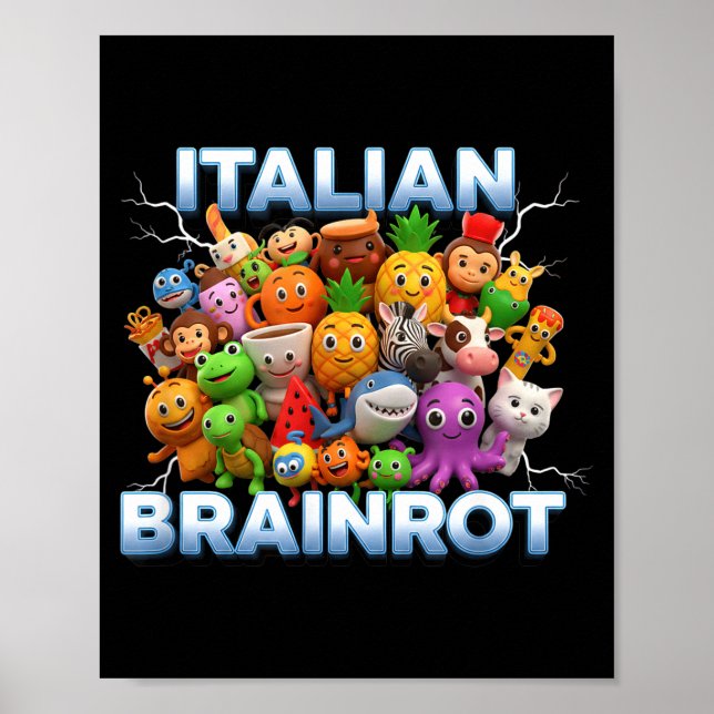 Poster Italy Italian Brainrot Funny Meme Characters Trend (Devant)