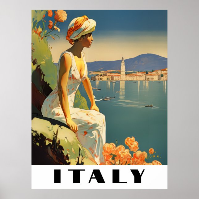 Poster Italy Vintage Travel Romantic Mediterranean (Devant)