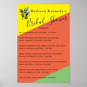 Poster Itinéraire de la Fête des mariées Florale Bleue