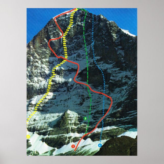 Poster Itinéraires pour l'escalade de la gamme Eiger, Jun (Devant)