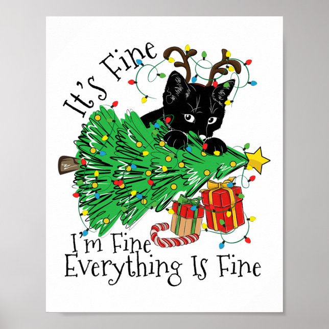 Poster It's Fine I'm Fine Everything Is Fine Fun Christma (Devant)