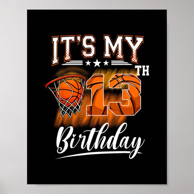 Poster It's My 13th Birthday Sketll Theme 13 Years Old Bi (Devant)