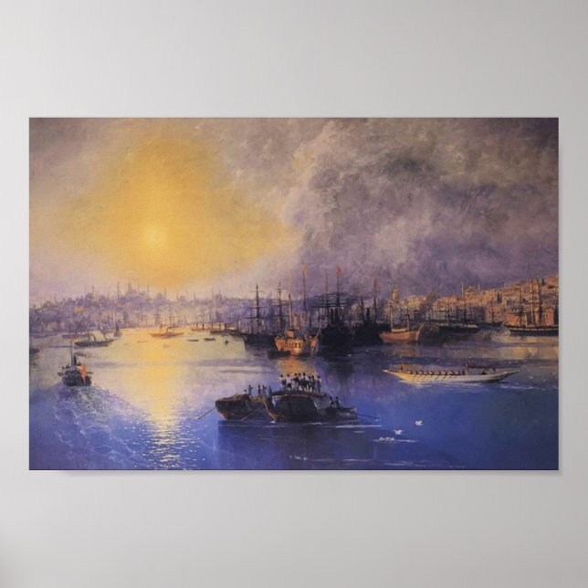 Poster Ivan Aivazovsky - Coucher de soleil de Constantino (Devant)