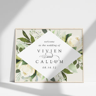 Poster Ivory Bloom Aquarelle Floral Mariage Bienvenue