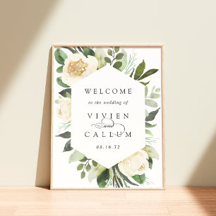 Poster Ivory Bloom Aquarelle Floral Mariage Bienvenue