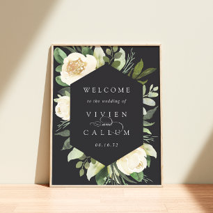 Poster Ivory Bloom Aquarelle Floral Mariage Bienvenue