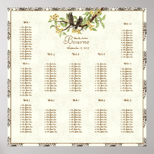 Poster Ivory Vintage Birds Seating Chart