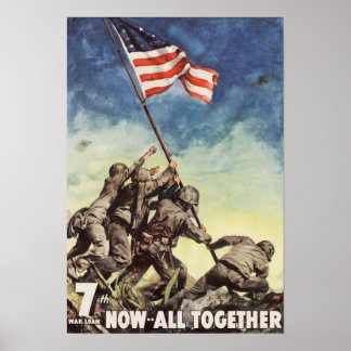 Poster Iwo Jima Guerre américaine USA Élever les couleurs
