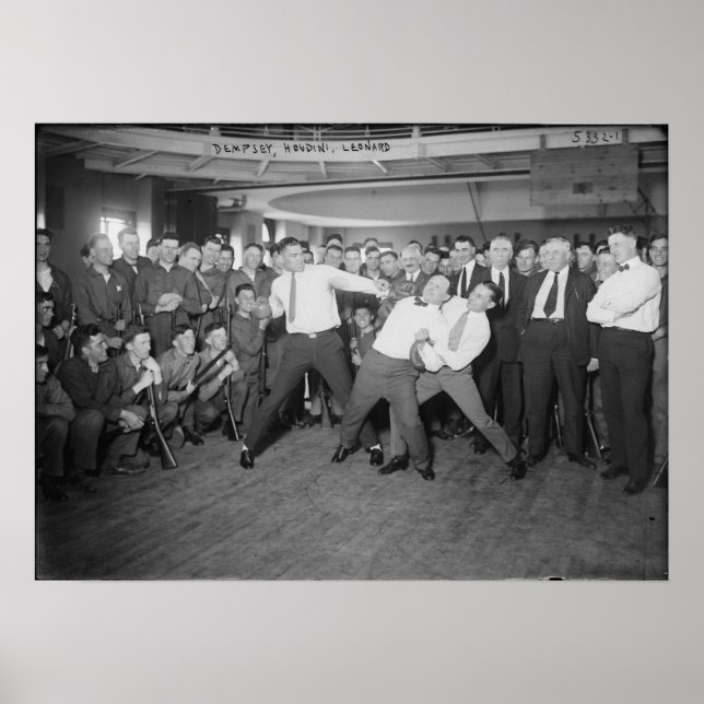 Poster Jack Dempsey Faux combat contre Harry Houdini (Devant)