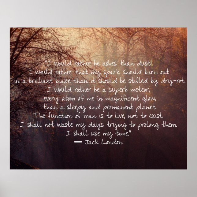 Poster Jack London Citation sur la vie ! (Devant)