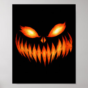 Poster Jack-o'-lantern Face de Citrouille de peur Hallowe