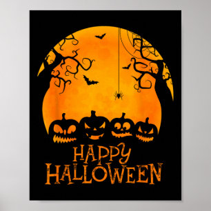 Poster Jack-o'-lantern Face Joyeux Halloween Citrouilles 