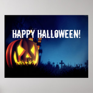 Poster Jack-O-Lantern la nuit d'Halloween