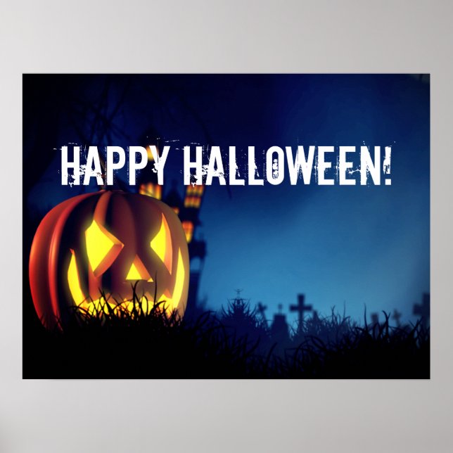 Poster Jack-O-Lantern la nuit d'Halloween (Devant)