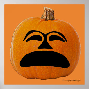 Poster Jack o' Lantern Malheureux Face, Citrouille d'Hall