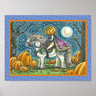POSTER JACK-O'-LANTERN PRINCE SUR SON UNICORN MAGIQUE PON
