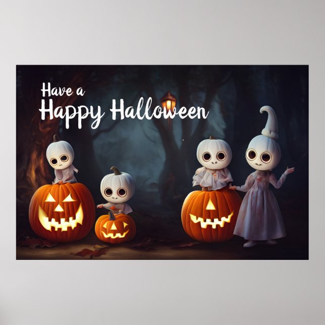 Poster Jack-O-Lanterns et Chefs Citrouilles Halloween (Devant)
